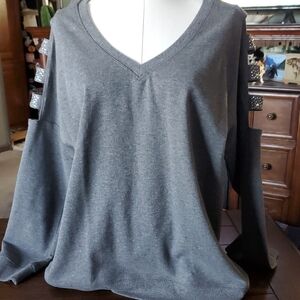 VENUS Gray V-Neck Sweatshirt with Glitter Accents